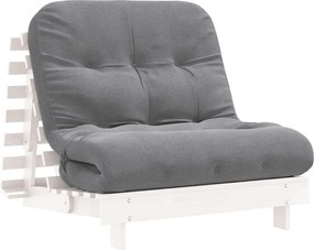 vidaXL Canapea futon cu saltea, alb, 90x206x11 cm, lemn masiv de pin
