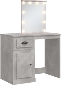 vidaXL Masă de toaletă cu LED-uri, gri beton, 90x42x132,5 cm