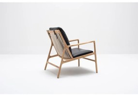 Fotoliu negru-natural cu tapițerie din piele Dedo – Gazzda