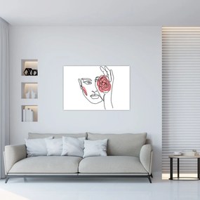 Tablou - Linie de artă față cu trandafir (90x60 cm)