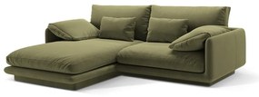 Colțar verde deschis cu tapițerie din catifea (cu colț pe partea stângă /cu șezlong) Torino – Micadoni