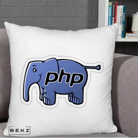 Perna Personalizata PHP Elephant, 40x40 cm, Alb Pufos, Husa Detasabila, Perna Inclusa, BEKZ®