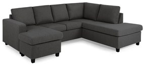 Colțar Scandinavian Choice C154Negru, Gri inchis, 254x194x82cm, Picioare: Plastic