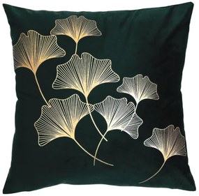 Față de pernă verde cu imprimeu gingko 45 x 45 cm