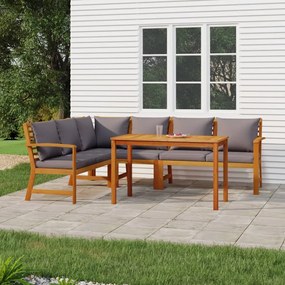 3154967 vidaXL Set mobilier de grădină cu perne, 5 piese, lemn masiv de acacia