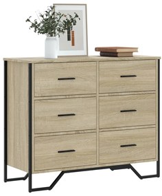 vidaXL Comodă cu sertare, stejar sonoma 91x35,5x74,5 cm lemn prelucrat