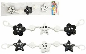 Lanț cu flori și stele din plastic, 45 cm, negru și alb, 0+