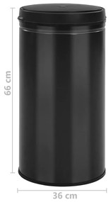 Cos de gunoi automat cu senzor, 60 L, negru, otel carbon Negru, 60 l