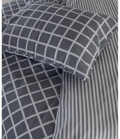 Lenjerie de pat gri din bumbac ranforcé pentru pat de o persoană 140x200 cm Linear Calm Geometric – Mila Home Luxury