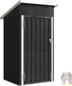 Outsunny Șopron metalic exterior pentru grădină 0,74 m² 107,5x91x185 cm cu acoperiș înclinat ușă cu încuietoare ventilații gri | Aosom Romania