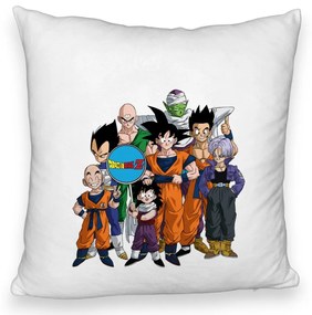 Perna Decorativa Fluffy cu Dragonball Characters 2, 40x40 cm, Alba, Husa Detasabila, Burduf