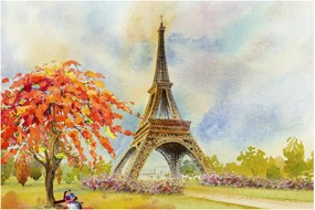 Tablou pictat cu turnul Eiffel (90x60 cm)