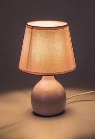 Lampa de masa ceramica si abajur roz Ingrid