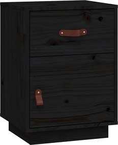 vidaXL Noptieră, negru, 40x34x55 cm, lemn masiv de pin