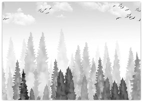 Tablou pe sticlă - Culmi de pădure (70x50 cm)