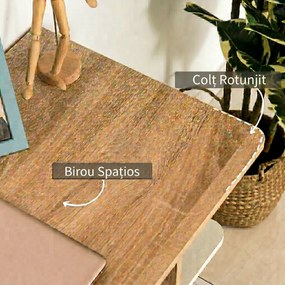 HOMCOM Birou Modern pentru Computer cu Raft cu 3 Etajere, Birou Modern din Lemn, 100x44x74 cm, Natural | Aosom Romania