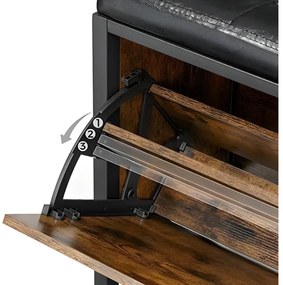 Pantofar cu bancuta TAYLOR 80x30 cm, rustic maro/negru