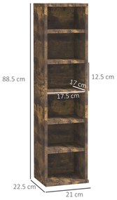 HOMCOM Raft pentru CD-uri, 2 Bucăți cu Câte 6 Rafturi cu Înălțime Reglabilă, 21x22,5x88,5 cm, Maro Rustic | Aosom Romania