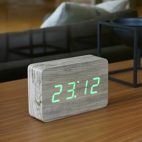 Ceas deșteptător cu LED Gingko Brick Click Clock, maro - verde