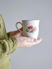 Cană din ceramică cu motive florale și margine albastră pictată manual, 310 ml, 9×10 cm, „Dorothy"