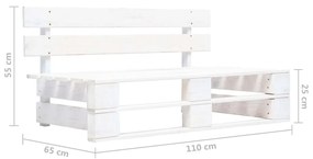 Set mobilier paleti cu perne, 6 piese, alb, lemn de pin tratat Albastru, 2x colt + mijloc + 2x suport pentru picioare + masa, Alb, 1