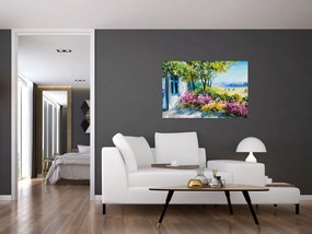 Tablou - Grădina din fața casei, pictură în ulei (90x60 cm)