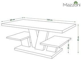 Mazzoni VIVA Alb Luciu/Mat - MĂSUȚĂ DE CAFEA MODERNĂ CU RAFTURI