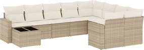 vidaXL Set canapele de grădină cu perne, 10 piese, bej, poliratan