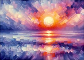 Tablou pe sticlă - Apus de soare artistic colorat (70x50 cm)