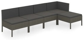 3094370 vidaXL Set mobilier de grădină cu perne, 5 piese, gri, poliratan