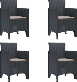 vidaXL Scaun pentru Grădină 4 pcs Antracit Dimensiune: 53 x 49 x 85 cm