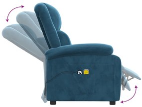 Fotoliu de masaj rabatabil electric, albastru, catifea 1, Albastru
