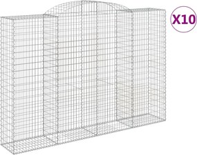 vidaXL Coșuri gabion arcuite 10 buc. 300x50x200/220 cm fier galvanizat