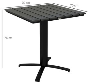 Outsunny Masa pentru terasă, pentru 4 persoane, cu aspect de lemn, cadru din aluminiu, 70 x 70 x 76 cm, Gri | Aosom Romania
