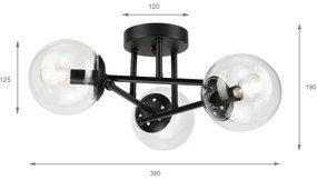 Brilagi - Lustră aplicată MALIVA 3xE14/15W/230V negru/transparent