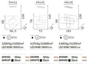 Lustra LED suspendata design geometric FRAME SP RETTANGOLO alba