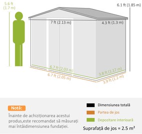 Outsunny Căsuță de Grădină pentru Unelte, 213x130x185 cm, Maro | Aosom Romania