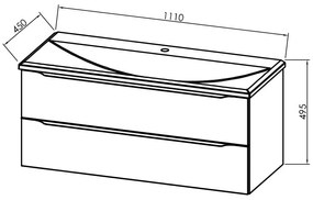 Set mobilier suspendat si lavoar Kolpasan, Tara, 110 cm, alb mat