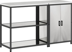 vidaXL Set de depozitare pentru bucătărie cu raft 2 pcs Argintiu