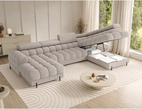 Colțar bej extensibil cu tapițerie din țesătură bouclé (cu colț pe partea dreaptă/în formă de "U") Feraria – ELTAP