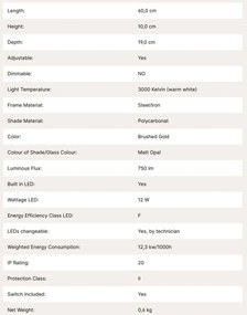Aplica LED pentru tablou PORTRAIT L-60cm auriu
