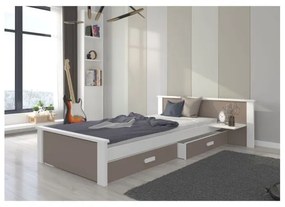 Pat Dormitor ALDEX Cu Sertar+Saltea Maro/Alb 90x200cm