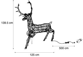 Kerst rendier bruin rotan incl. LED IP44 - Glossie