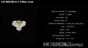 Plafoniera cristal Bohemia, L15 505/06/3; F 2 floor, arms