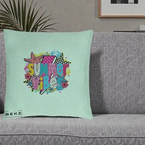 Perna Decorativa Summer Vibes Colorata, 40x40 cm, Verde Menta, Husa Detasabila, Perna Inclusa, BEKZ®