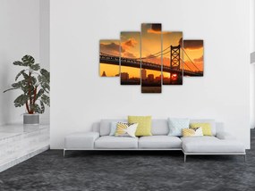 Tablou - Apus de soare peste Podul Ben Franklin, Philadelphia (150x105 cm)