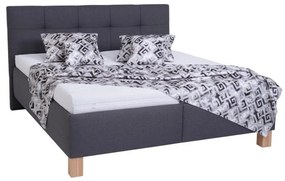 Pat tapițat MARIA, 160 x 200 cm, cu saltea și spațiu de depozitare, gri