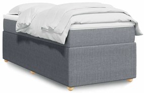 vidaXL Pat continental cu saltea, gri deschis, 80x200 cm, textil