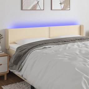 3123115 vidaXL Tăblie de pat cu LED, crem, 183x16x78/88 cm, textil