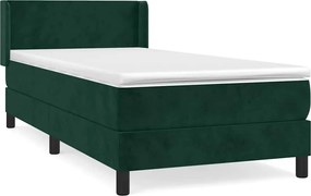vidaXL Pat box spring cu saltea, verde închis, 100x200 cm, catifea